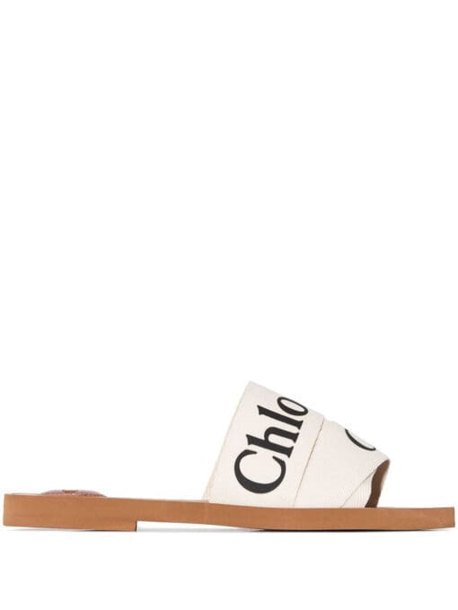 Chloé Woody logo strap slides