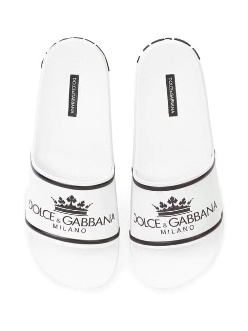 Dolce & Gabbana  logo-print round-toe slides - Image 4