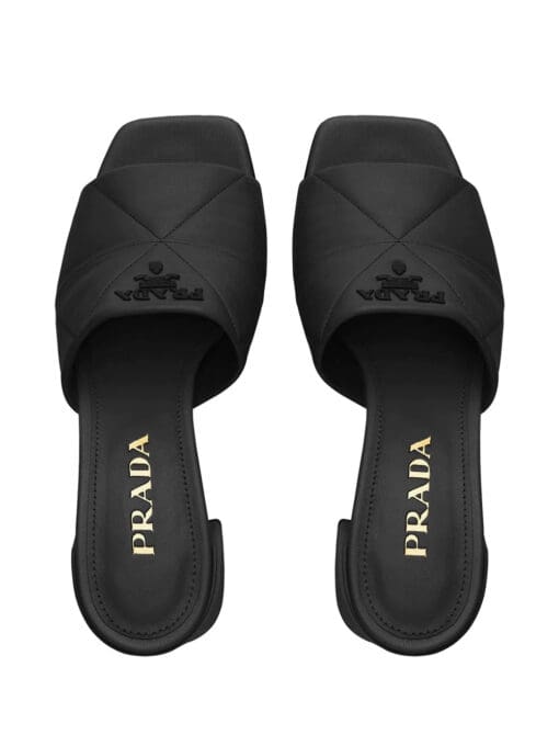 Prada logo-lettering quilted sandals - Image 4