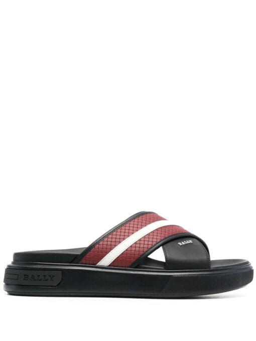 Bally  stripe-print flat slides