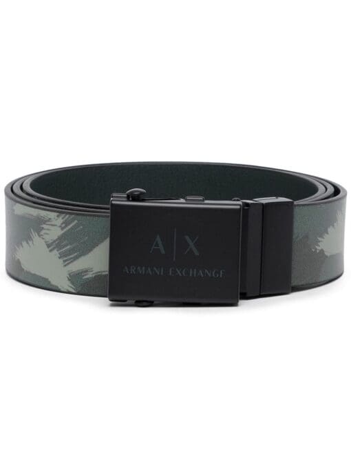 American Eagle camouflage leather logo-buckle belt