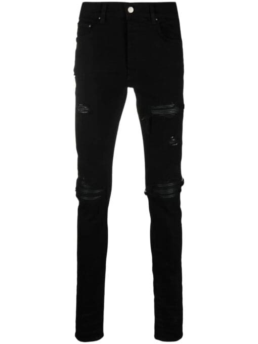 AMI distressed-finish ripped skinny jeans