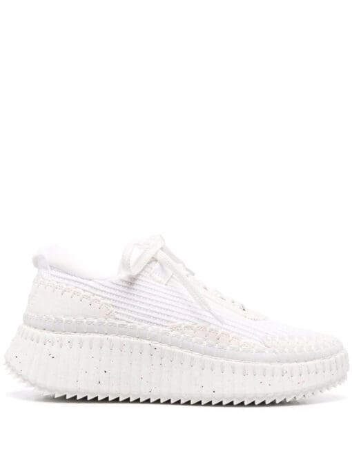 Chloé waffle-knit whipstitch-trim sneakers