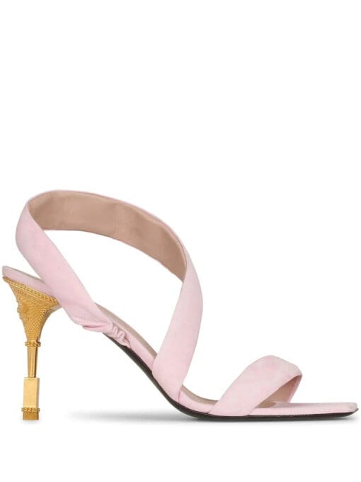 Balmain Moneta engraved-heel sandals