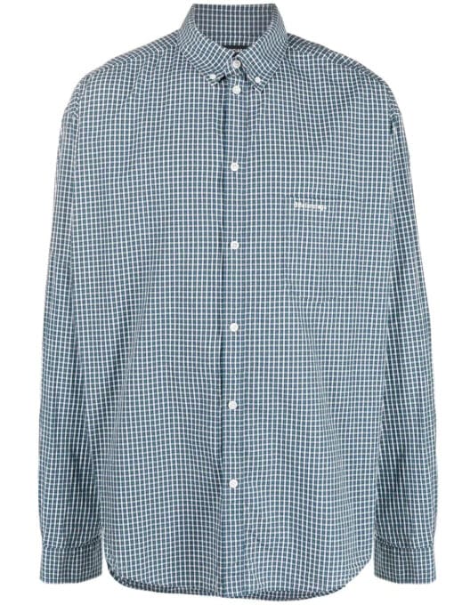 Balenciaga grid-patterned long-sleeved shirt