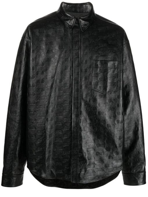 Balenciaga BB-monogram leather shirt jacket