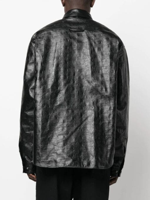 Balenciaga BB-monogram leather shirt jacket - Image 4