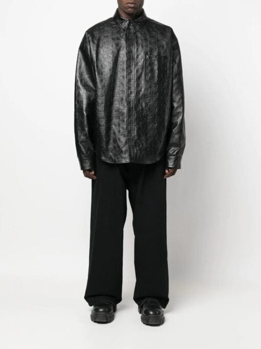 Balenciaga BB-monogram leather shirt jacket - Image 2