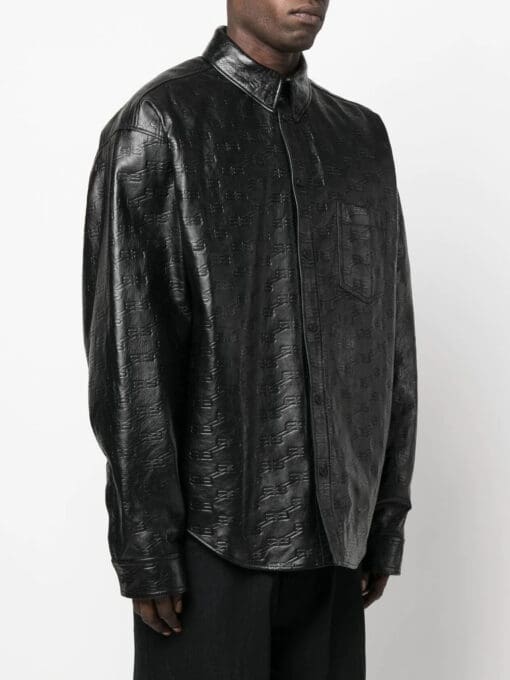 Balenciaga BB-monogram leather shirt jacket - Image 3