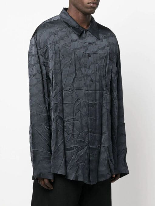 Balenciaga long-sleeve jacquard-logo shirt - Image 3