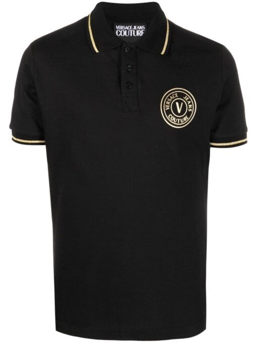 Versace logo-badge polo-shirt