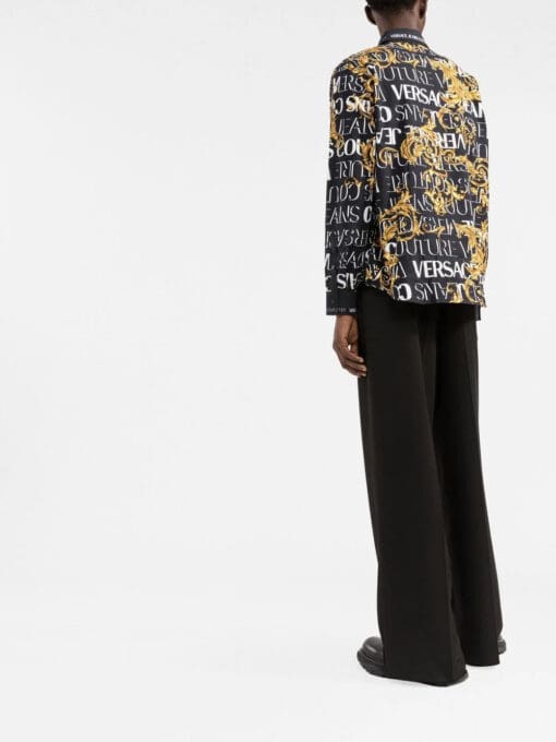 Versace monogram-baroque logo-trim shirt - Image 4