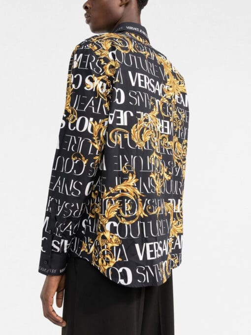 Versace monogram-baroque logo-trim shirt - Image 3