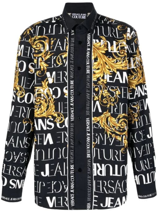 Versace monogram-baroque logo-trim shirt