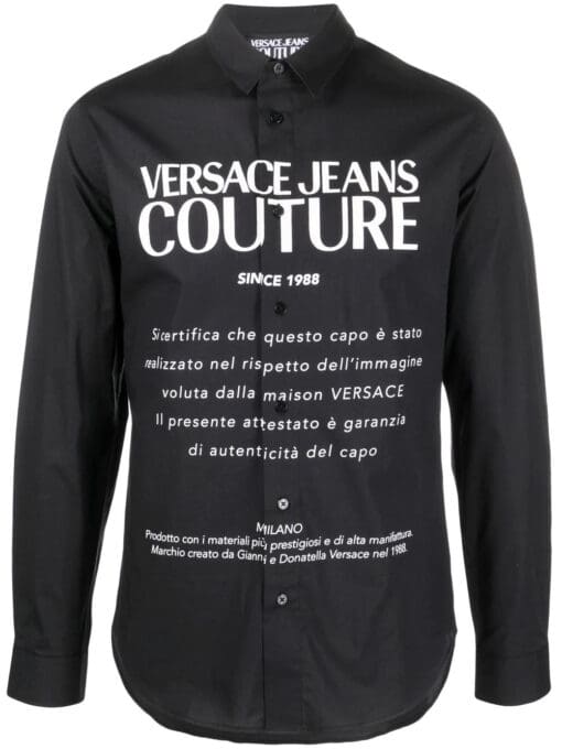 Versace logo-print stretch-cotton shirt