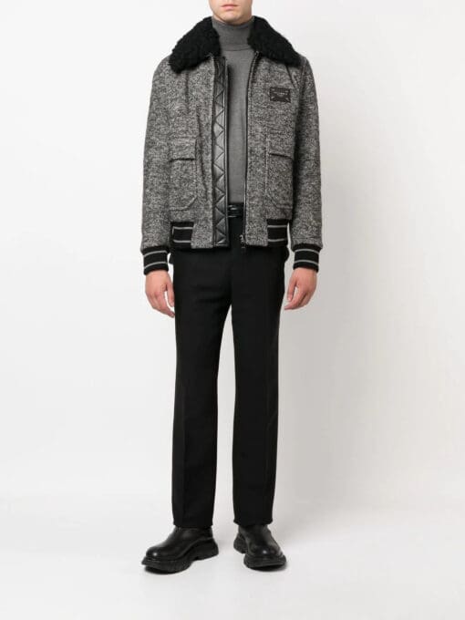 Dolce & Gabbana  logo-plaque tweed bomber jacket - Image 2