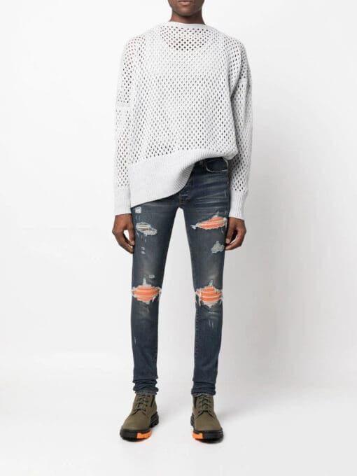 Amiri distressed panelled skinny jeans - Image 2