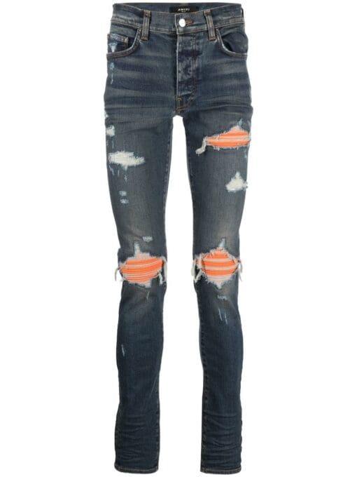 Amiri distressed panelled skinny jeans