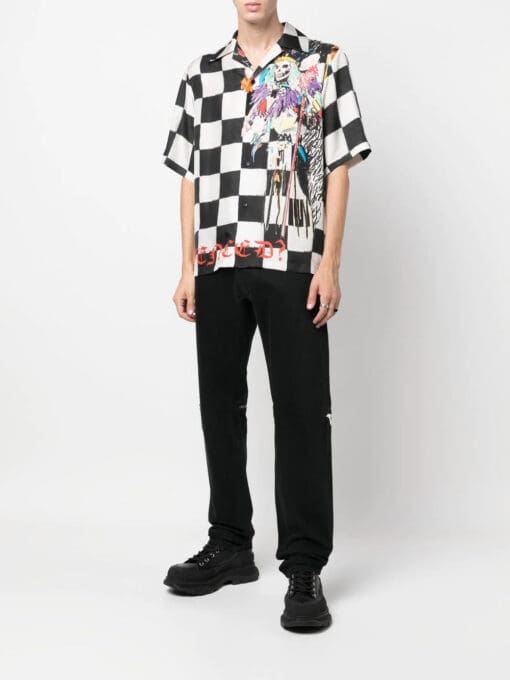 Amiri graphic-print checkerboard silk shirt - Image 2