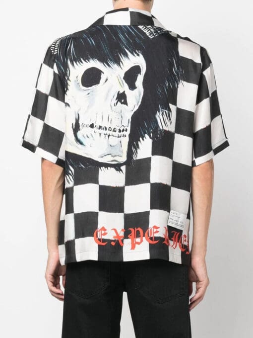 Amiri graphic-print checkerboard silk shirt - Image 4