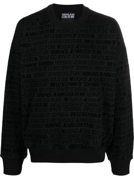 Versace Jeans Couture  flocked logo-print sweatshirt