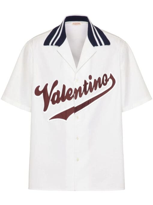 Valentino logo-patch cotton bowling shirt