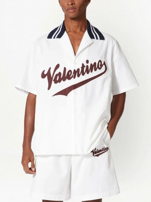 Valentino logo-patch cotton bowling shirt - Image 3