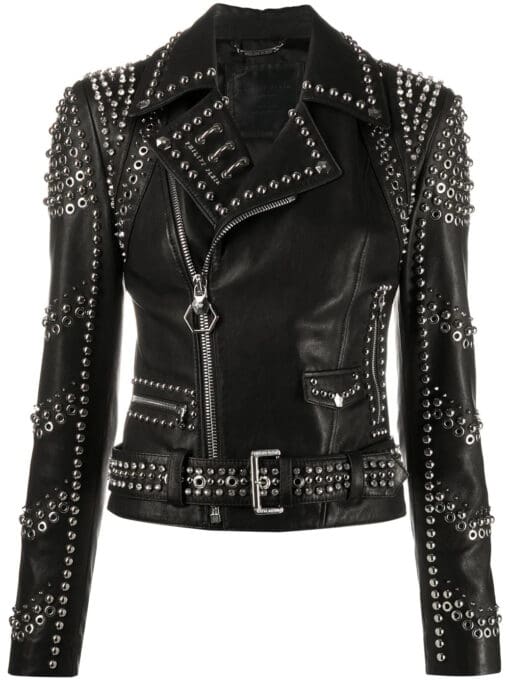 Philipp Plein  pierced biker jacket