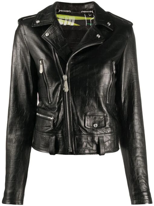 Philipp Plein  signature leather biker jacket