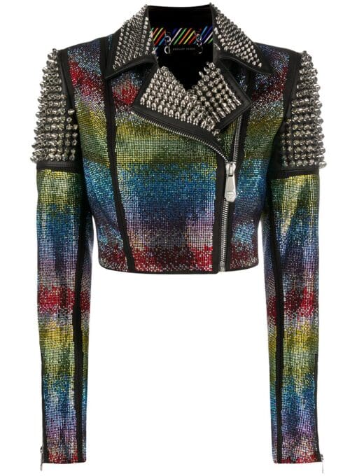 Philipp Plein  rainbow-studded biker jacker