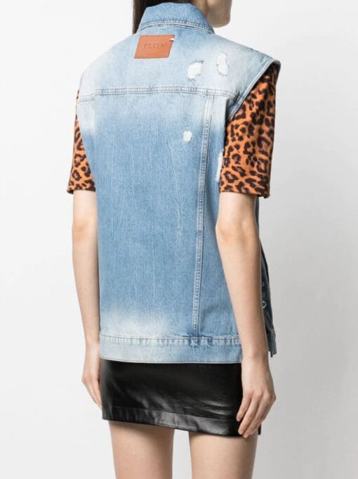 Philipp Plein  logo patch denim vest - Image 4