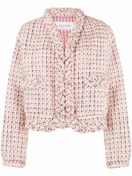 Valentino  braided-trim tweed jacket