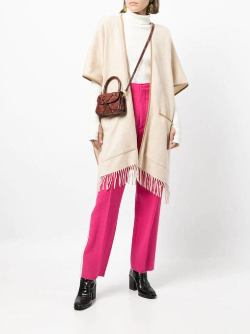 Ferragamo  leather-trim cashmere poncho - Image 2