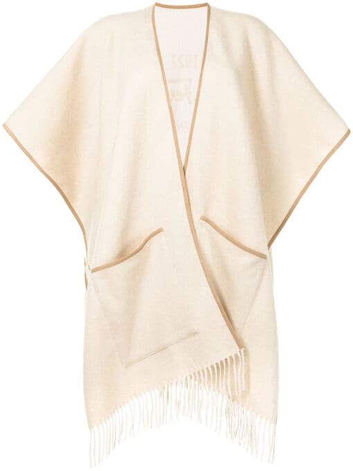 Ferragamo  leather-trim cashmere poncho