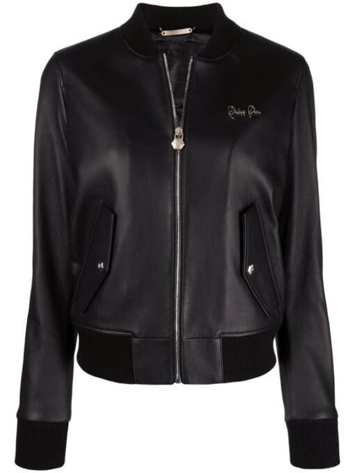 Philipp Plein  leather bomber jacket