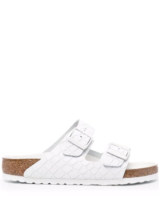 Birkenstock  crocodile-effect double-strap leather sandals