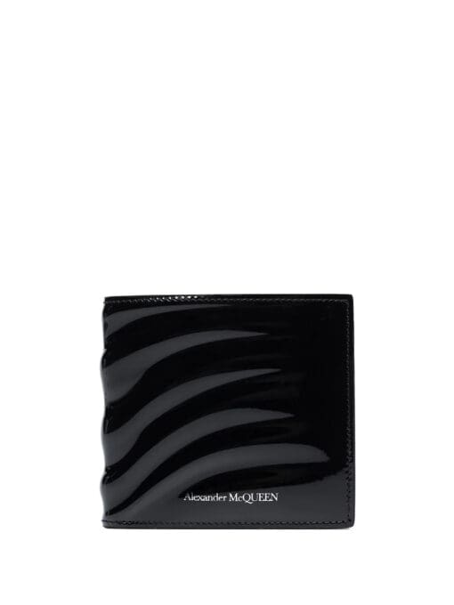 Alexander McQueen  Rib 8cc patent leather bifold wallet