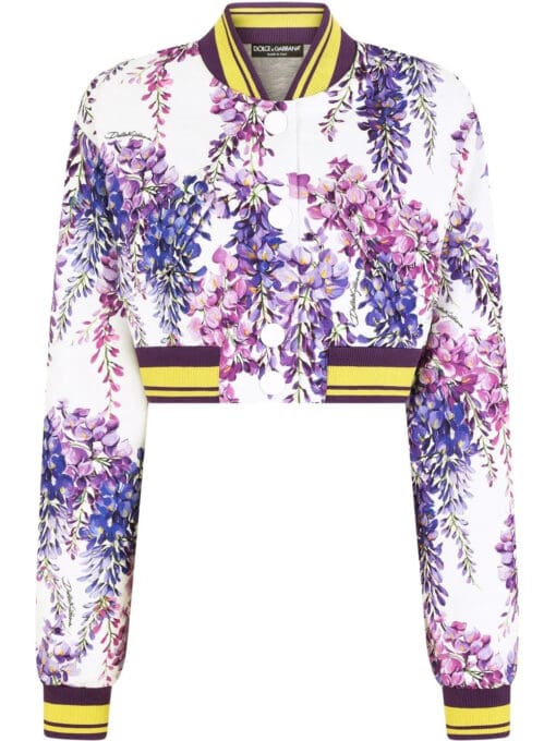 Dolce & Gabbana  floral-print cropped bomber jacket