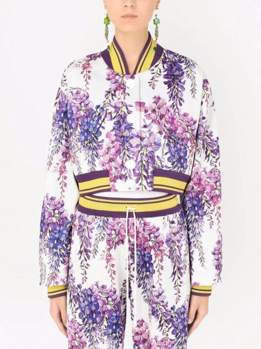 Dolce & Gabbana  floral-print cropped bomber jacket - Image 3