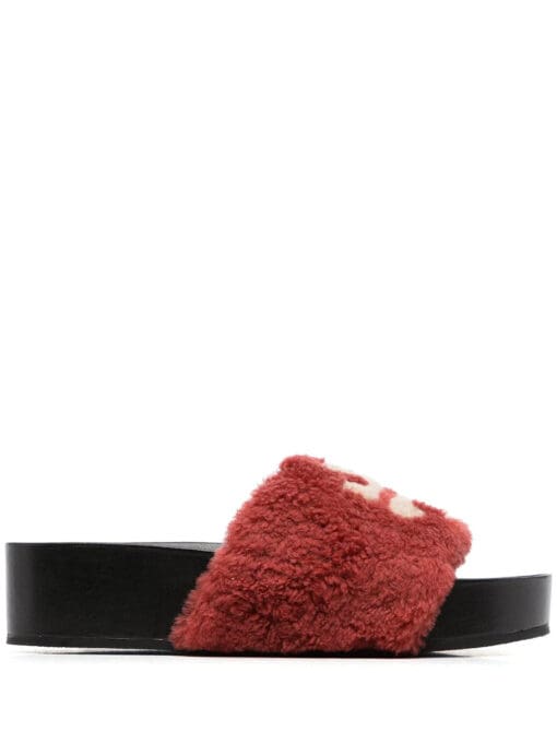 Tory Burch  Double T shearling sandals