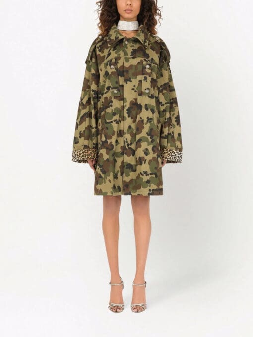 Dolce & Gabbana  leopard-print lined military jacket - Image 3