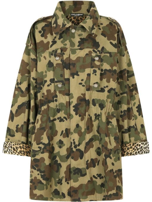 Dolce & Gabbana  leopard-print lined military jacket