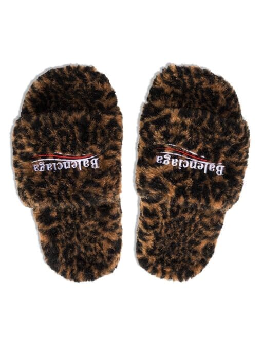 Balenciaga  faux fur logo slides - Image 4