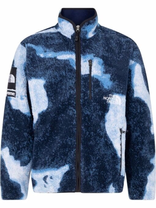 Supreme  x TNF bleached denim fleece jacket