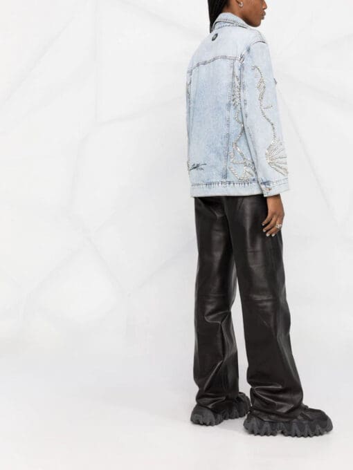 Philipp Plein  Oversized crystal-embellished denim jacket - Image 4