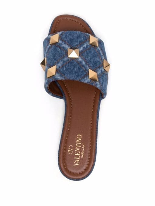 Valentino Garavani  Roman Stud denim slides - Image 4