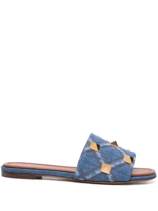 Valentino Garavani  Roman Stud denim slides