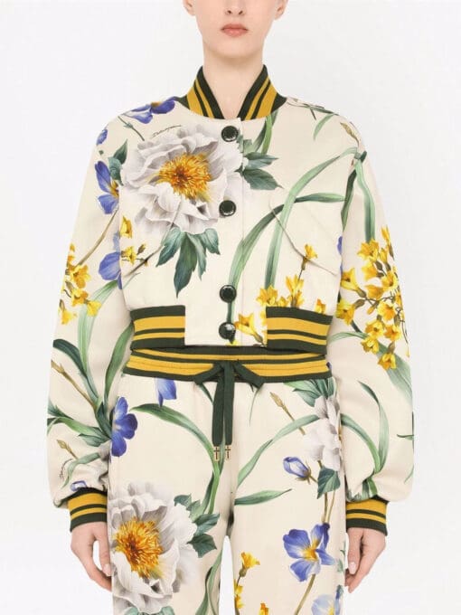 Dolce & Gabbana  floral-print jersey bomber jacket - Image 3