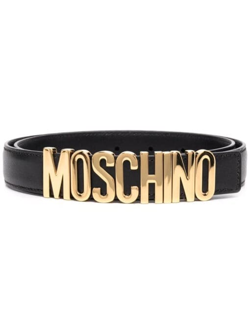 Moschino  logo-plaque leather belt