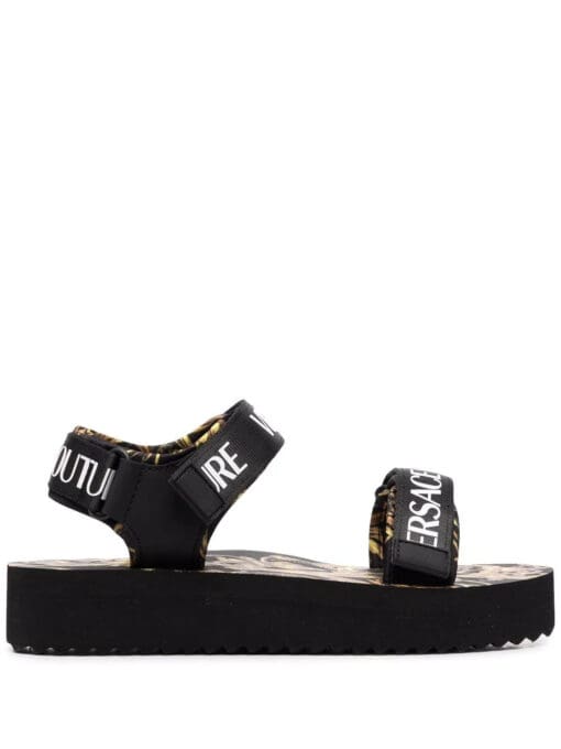 Versace Jeans Couture  baroque logo printed sandals